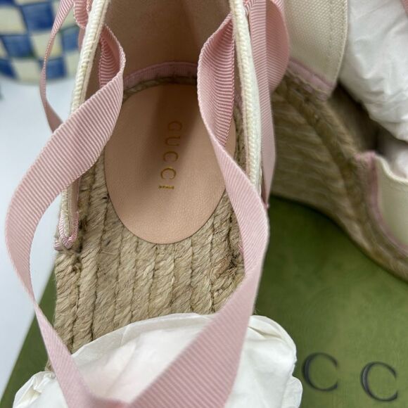 Women’s Gucci canvas GG wedge espadrilles size 40 made in Italy - Picture 5 of 10